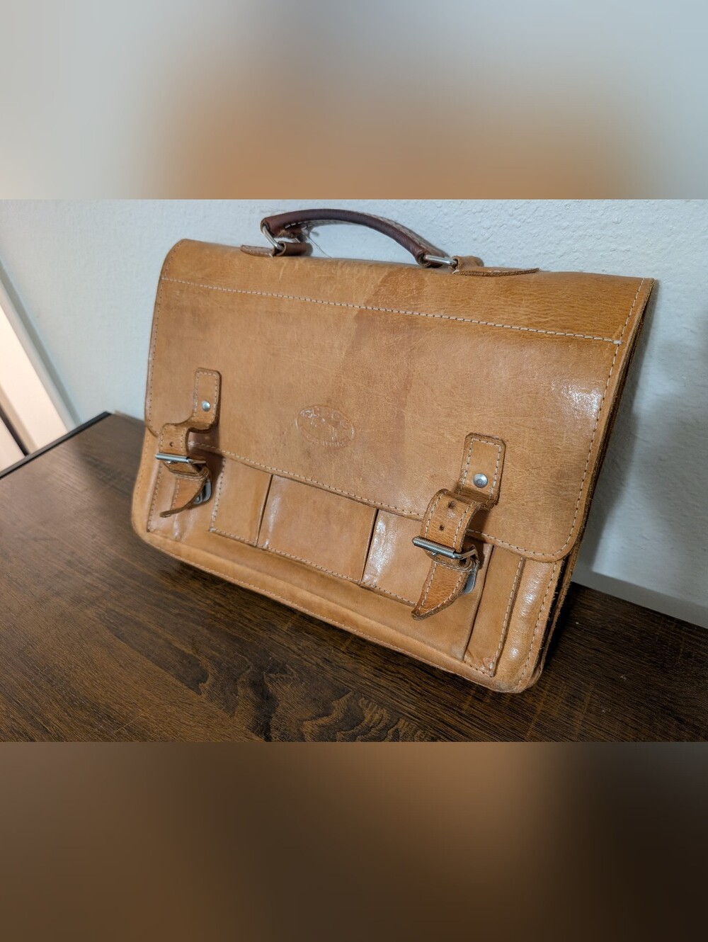 Vintage CHACO Natural Leather Big Messenger Bag